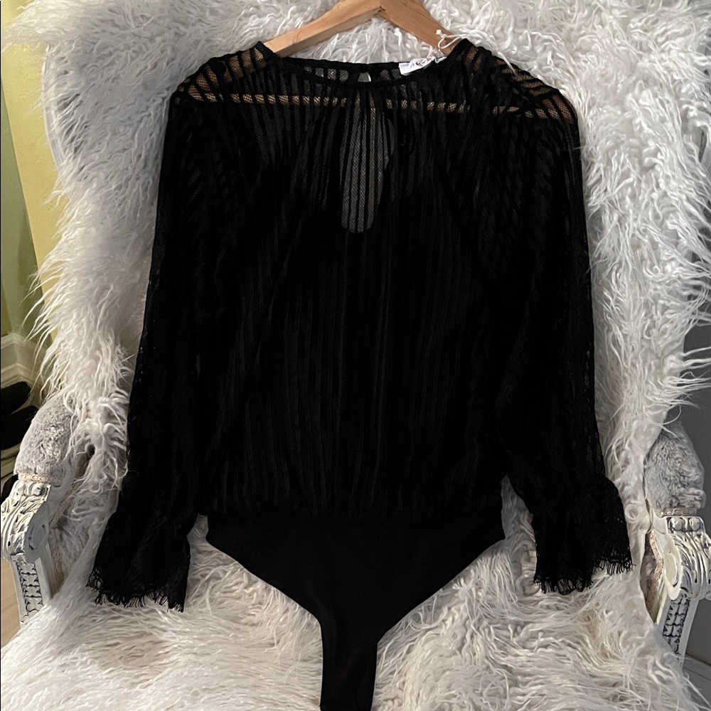 Elegant Black Sheer Bodysuit for Women